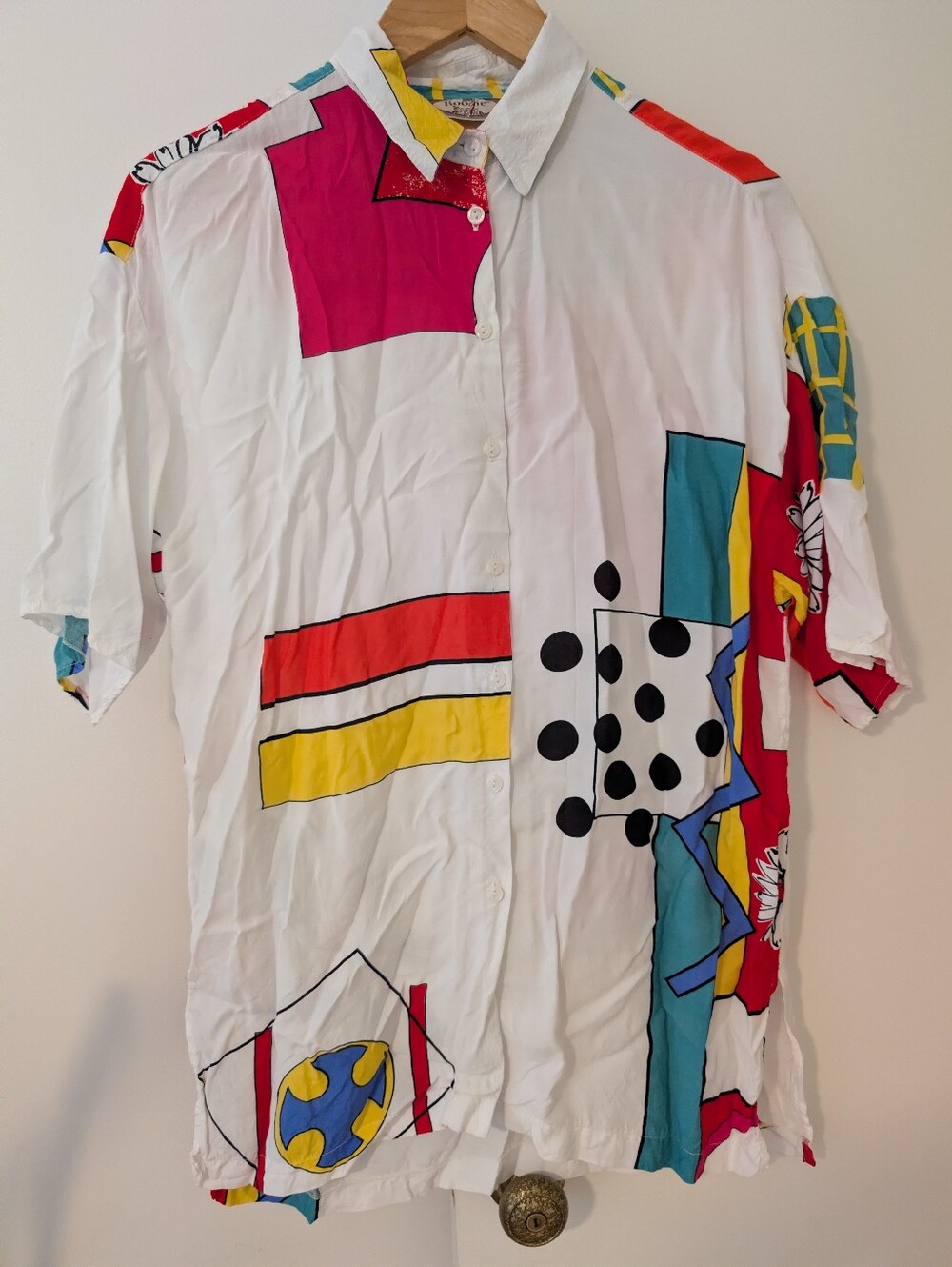 Vintage Geometric Button Down Top Size M/L